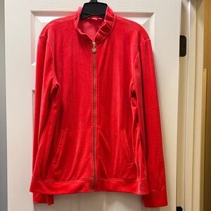 Lilly Pulitzer Red Velour Full Zip Jacket